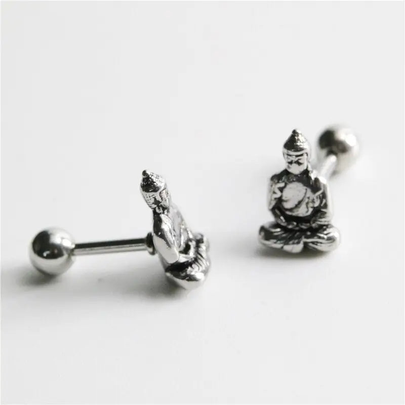 Buddha Earrings Antique Gold Zinc Alloy - Meditation Dangle Style 5cm | Buddhive