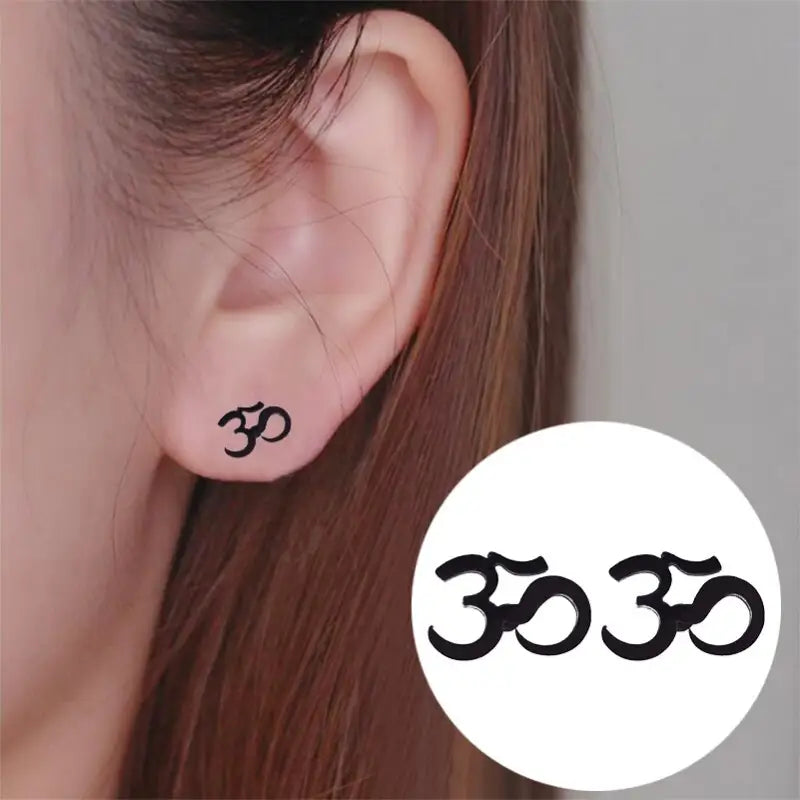 Om Earrings Buddhist Symbol Zinc Alloy Dangle Hooks - Spiritual Jewelry Gift | Buddhive