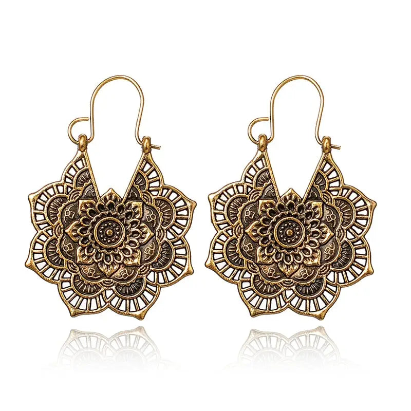 Mandala Earrings - Zinc Alloy Buddhist Drop Earrings - Sacred Geometry Jewelry | Buddhive