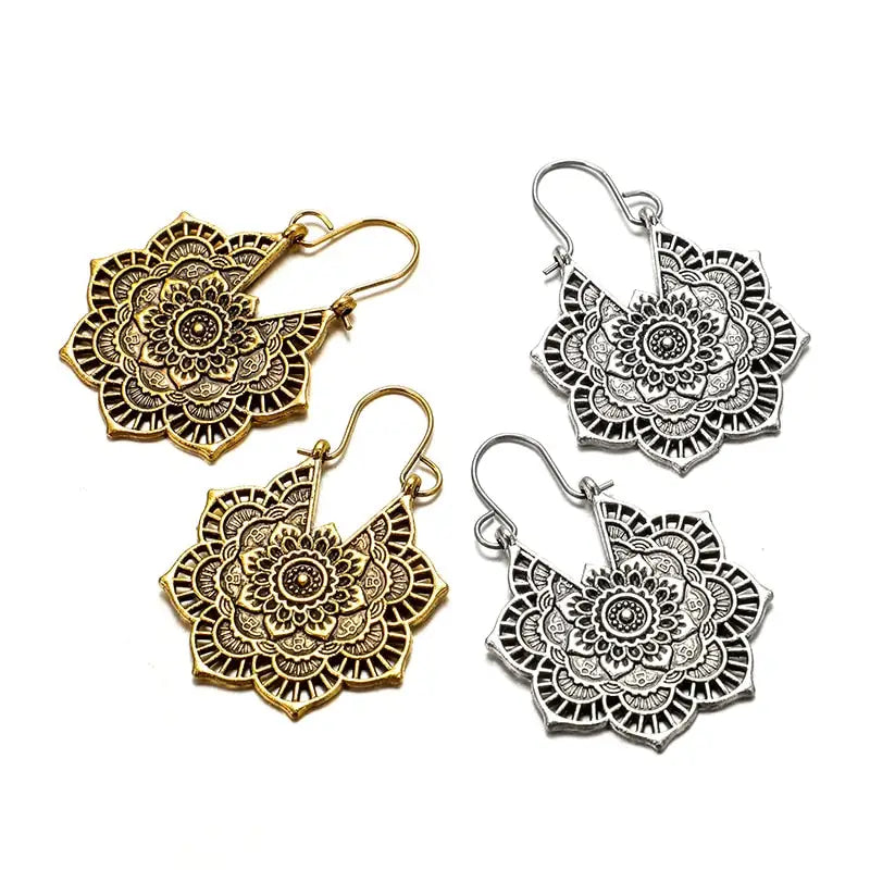 Mandala Earrings - Zinc Alloy Buddhist Drop Earrings - Sacred Geometry Jewelry | Buddhive