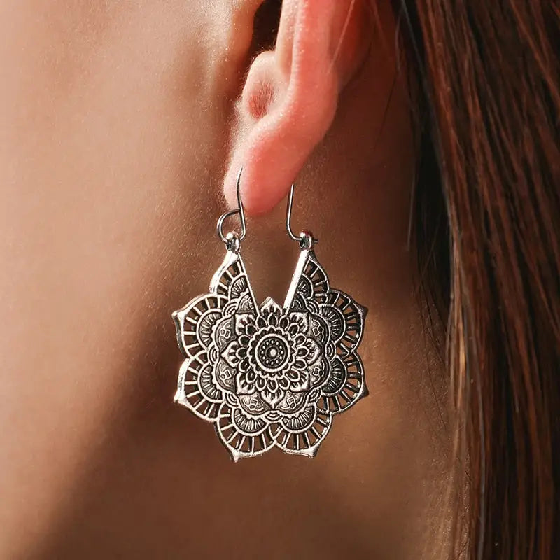 Mandala Earrings - Zinc Alloy Buddhist Drop Earrings - Sacred Geometry Jewelry | Buddhive