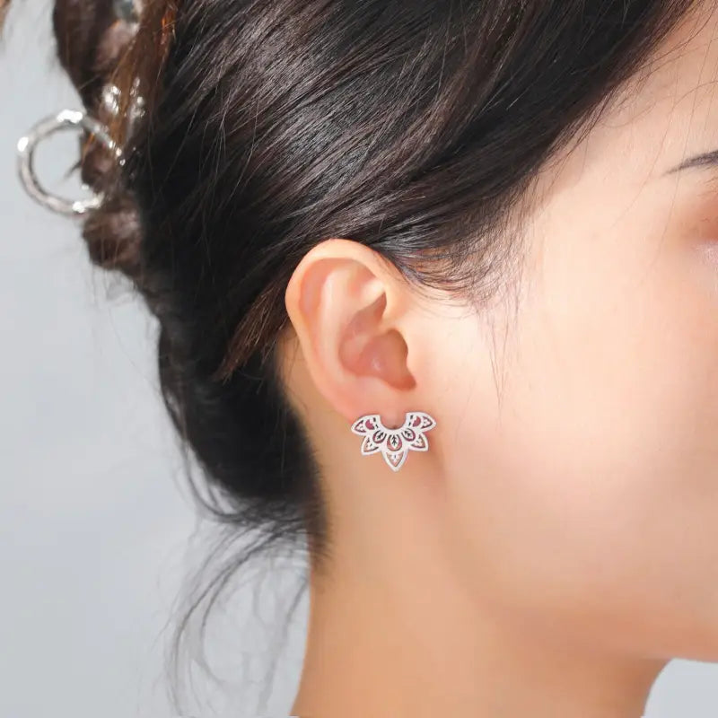 Lotus Flower Earrings Sterling Silver - Bohemian Buddhist Jewelry for Women | Buddhive