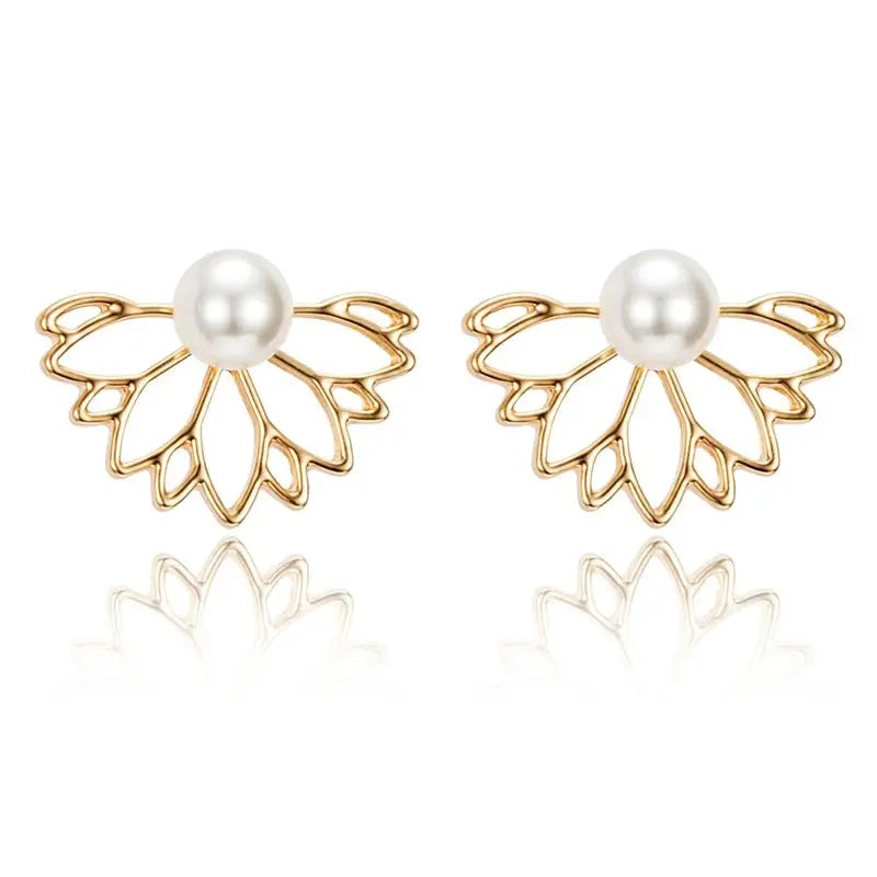 Lotus Flower Earrings Pearl Buddhist Jewelry - Handmade Spiritual Dangle Earrings | Buddhive