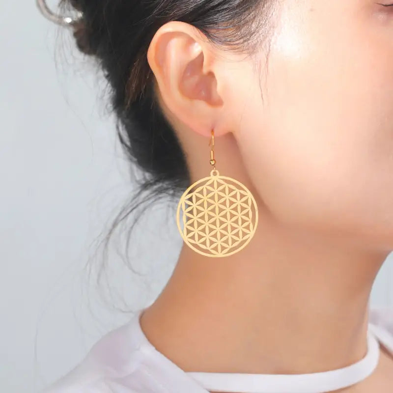 Flower of Life Earrings Sterling Silver Sacred Geometry Buddhist Jewelry | Buddhive