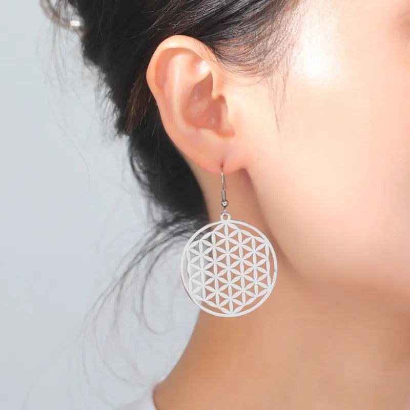 Flower of Life Earrings Sterling Silver Sacred Geometry Buddhist Jewelry | Buddhive