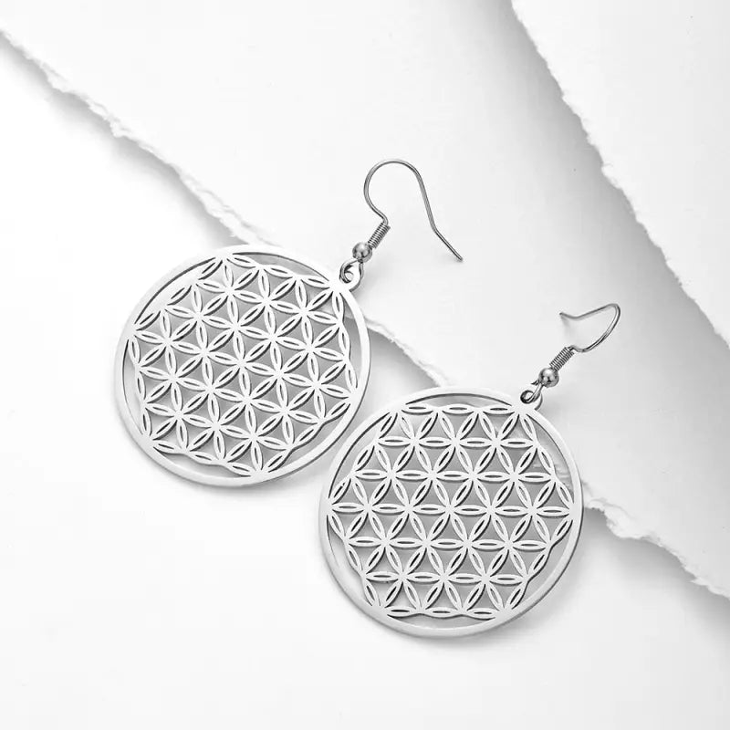 Flower of Life Earrings Sterling Silver Sacred Geometry Buddhist Jewelry | Buddhive