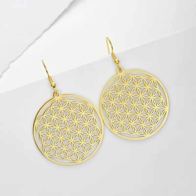 Flower of Life Earrings Sterling Silver Sacred Geometry Buddhist Jewelry | Buddhive