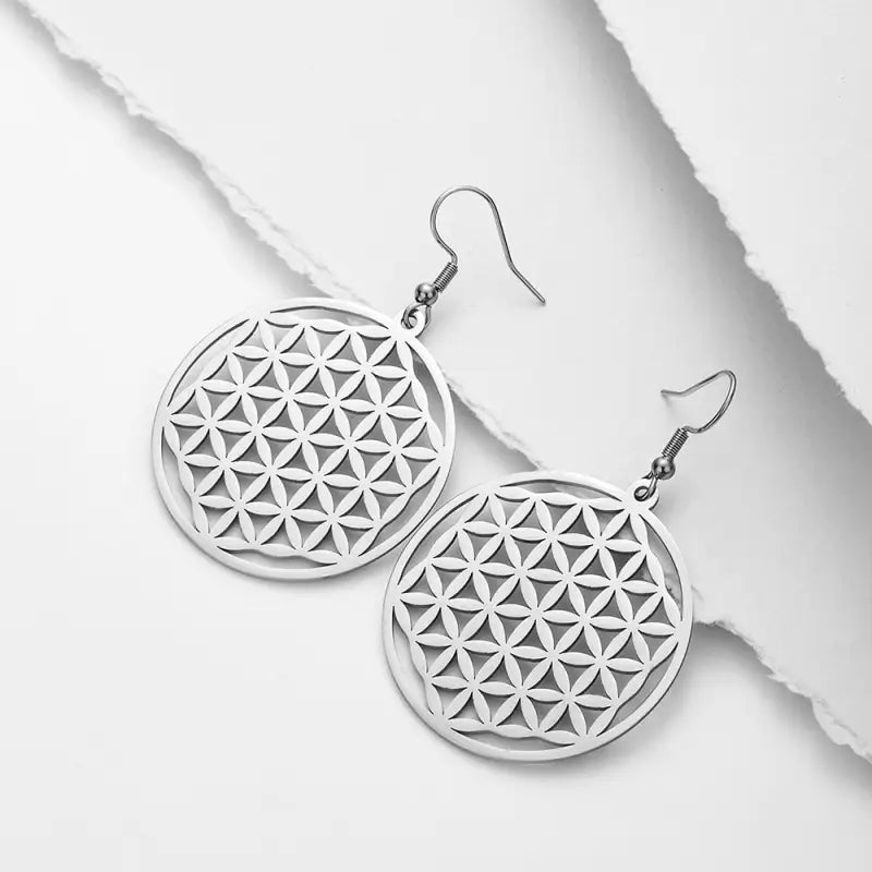 Flower of Life Earrings Sterling Silver Sacred Geometry Buddhist Jewelry | Buddhive