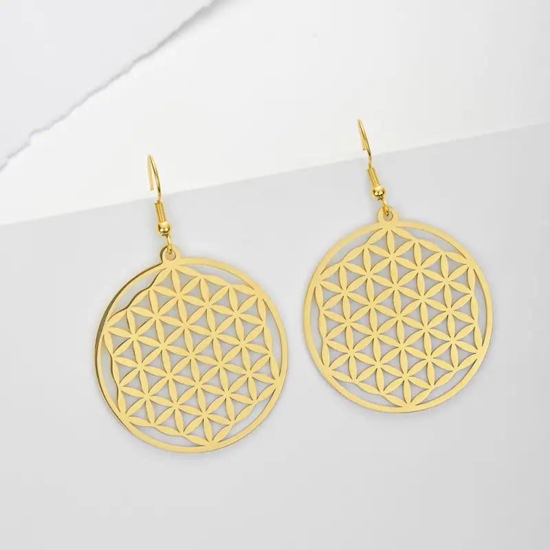 Flower of Life Earrings Sterling Silver Sacred Geometry Buddhist Jewelry | Buddhive
