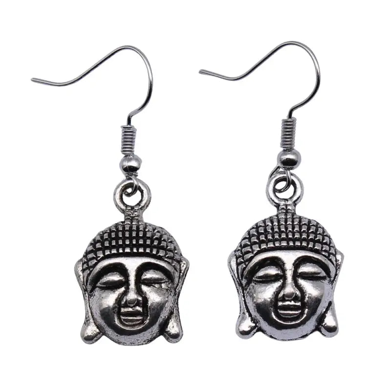 Buddha Earrings Bodhisattva Head Design - Dangle Drop Buddhist Jewelry for Women | Buddhive