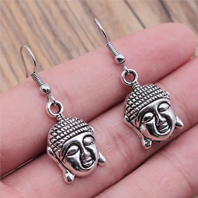 Buddha Earrings Bodhisattva Head Design - Dangle Drop Buddhist Jewelry for Women | Buddhive