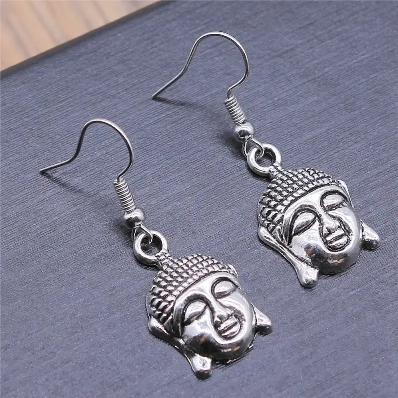 Buddha Earrings Bodhisattva Head Design - Dangle Drop Buddhist Jewelry for Women | Buddhive