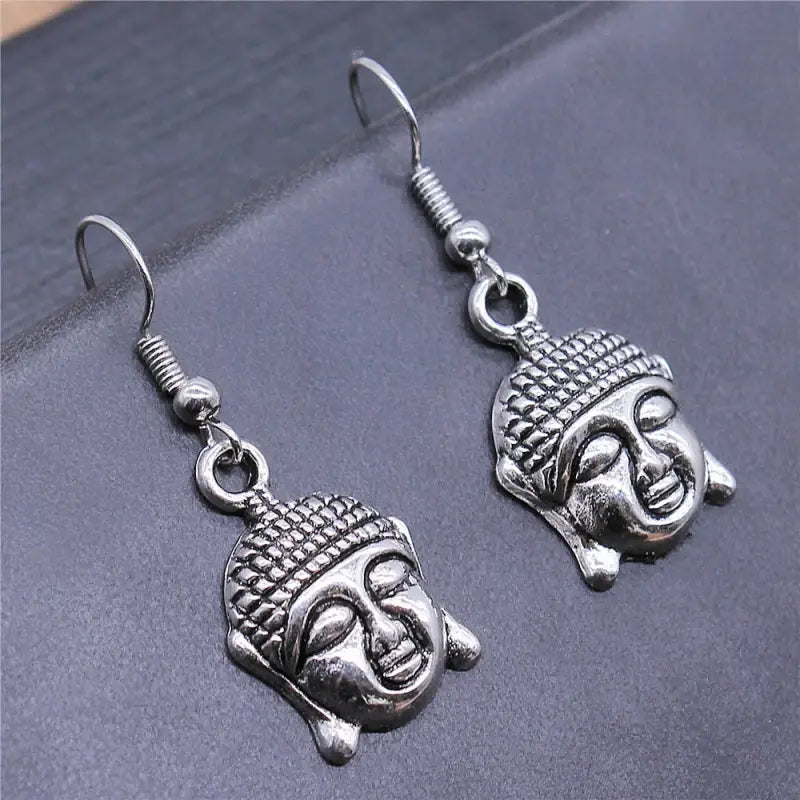 Buddha Earrings Bodhisattva Head Design - Dangle Drop Buddhist Jewelry for Women | Buddhive