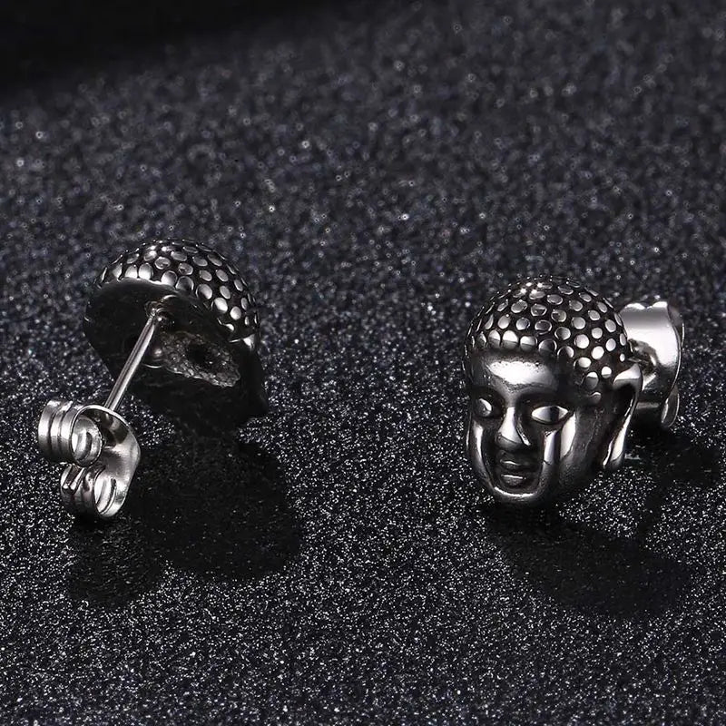 Buddha Head Earrings Stainless Steel - Buddhist Dangle Earrings for Women | Buddhive