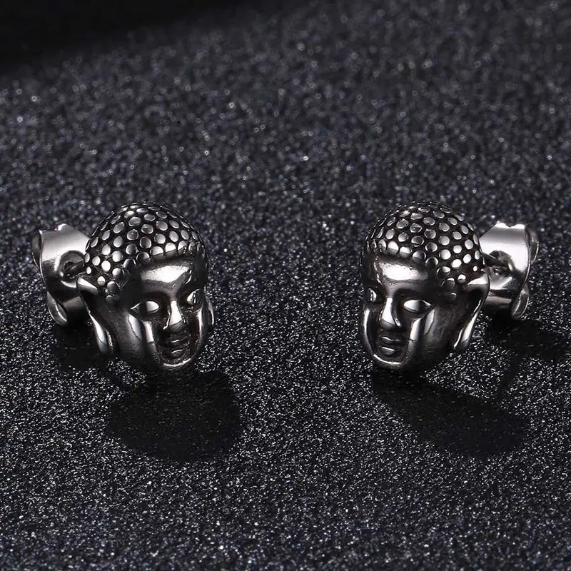 Buddha Head Earrings Stainless Steel - Buddhist Dangle Earrings for Women | Buddhive