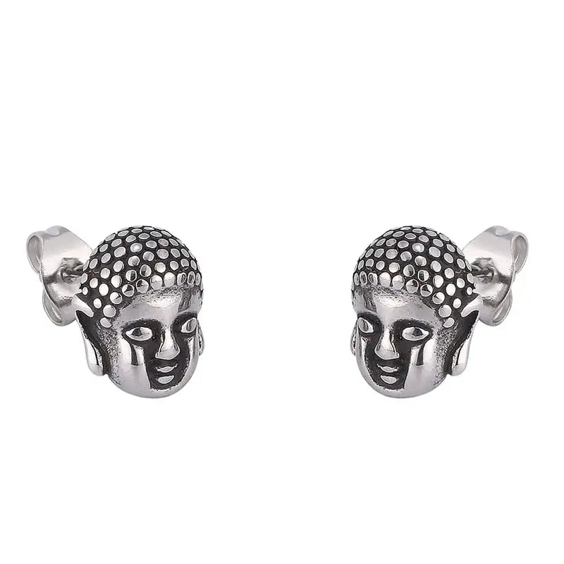 Buddha Head Earrings Stainless Steel - Buddhist Dangle Earrings for Women | Buddhive