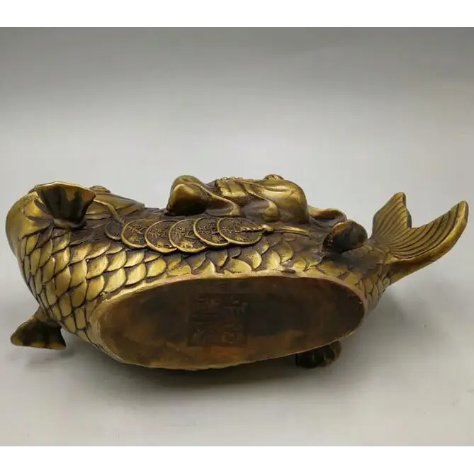 Laughing Buddha Statue with Koi Fish - Bronze Resin 8" Feng Shui Decor | Buddhive