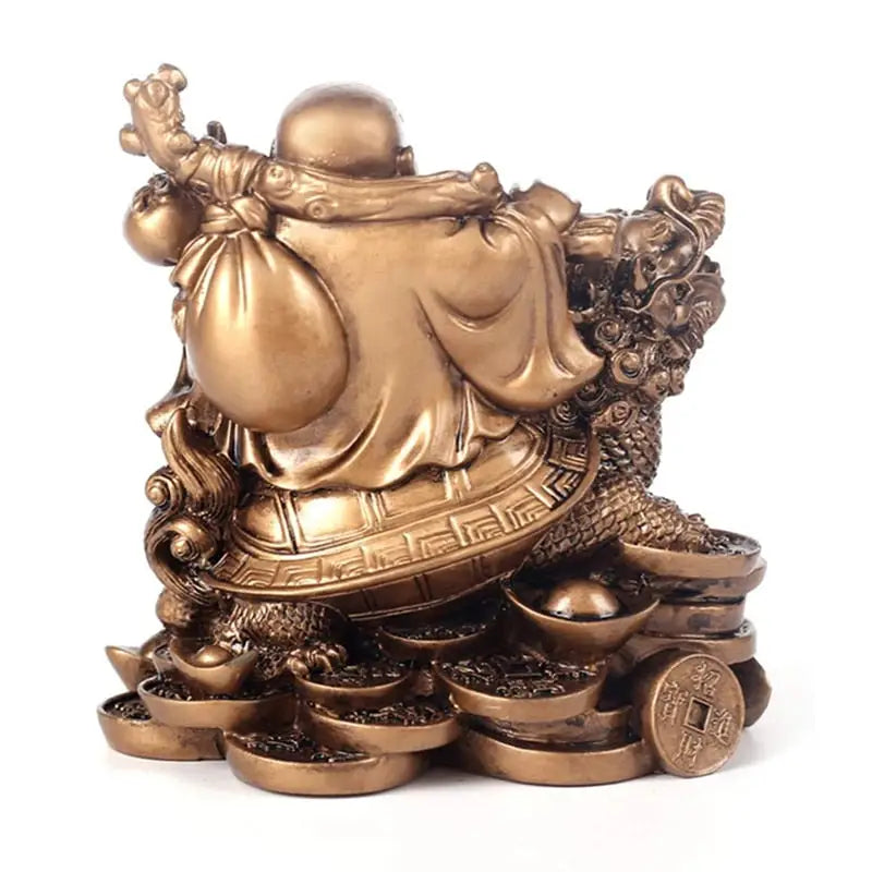 Laughing Buddha Statue Dragon Turtle Resin Figurine - Wealth & Fortune Feng Shui Decor | Buddhive