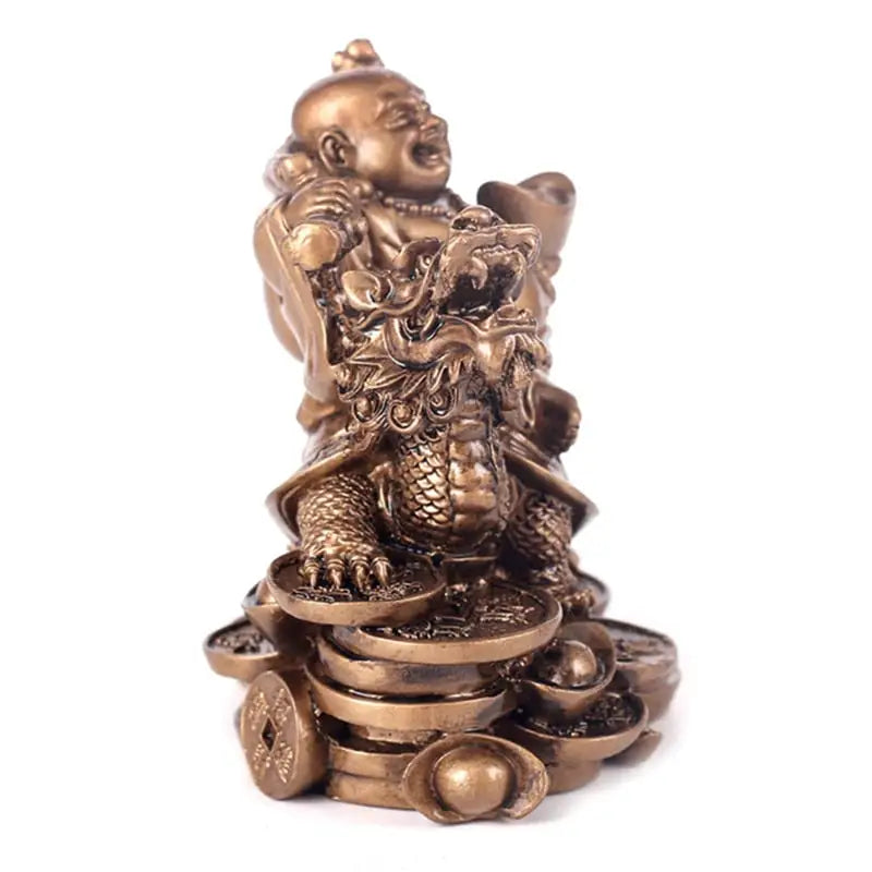 Laughing Buddha Statue Dragon Turtle Resin Figurine - Wealth & Fortune Feng Shui Decor | Buddhive