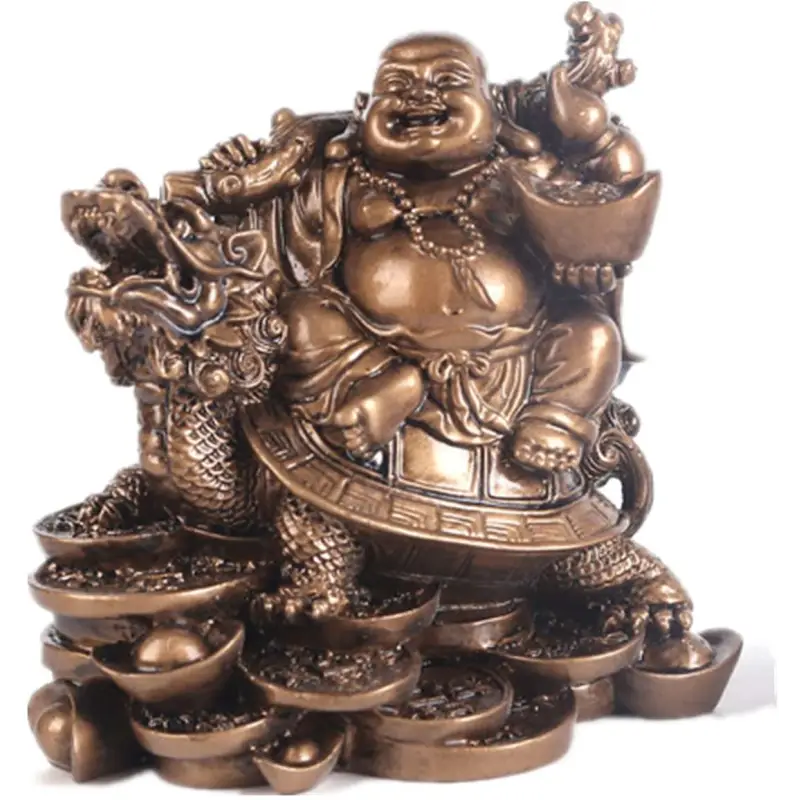 Laughing Buddha Statue Dragon Turtle Resin Figurine - Wealth & Fortune Feng Shui Decor | Buddhive