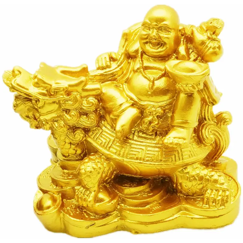 Laughing Buddha Statue Dragon Turtle Resin Figurine - Wealth & Fortune Feng Shui Decor | Buddhive