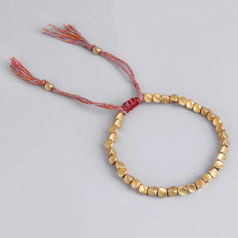 Golden Buddhist Bracelet Copper Adjustable Tibetan Style | Spiritual Jewelry | Buddhive