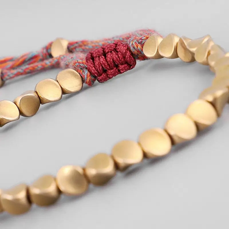 Golden Buddhist Bracelet Copper Adjustable Tibetan Style | Spiritual Jewelry | Buddhive