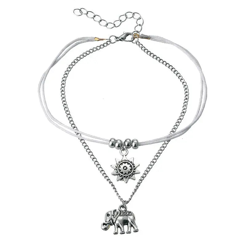 Buddhist Anklet Elephant Charm - Adjustable Gold Tone Ankle Bracelet - Good Fortune & Wisdom | Buddhive