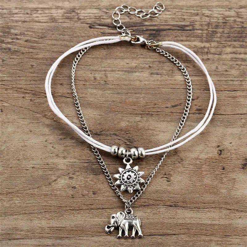 Buddhist Anklet Elephant Charm - Adjustable Gold Tone Ankle Bracelet - Good Fortune & Wisdom | Buddhive
