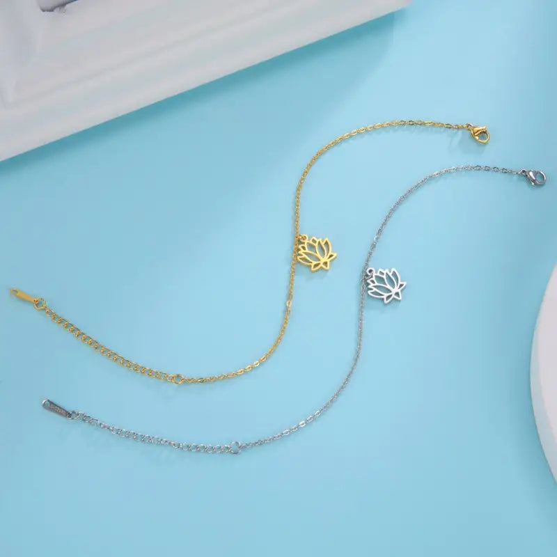 Lotus Flower Anklet - Buddhist Ankle Bracelet Silver Tone Charm | Buddhive
