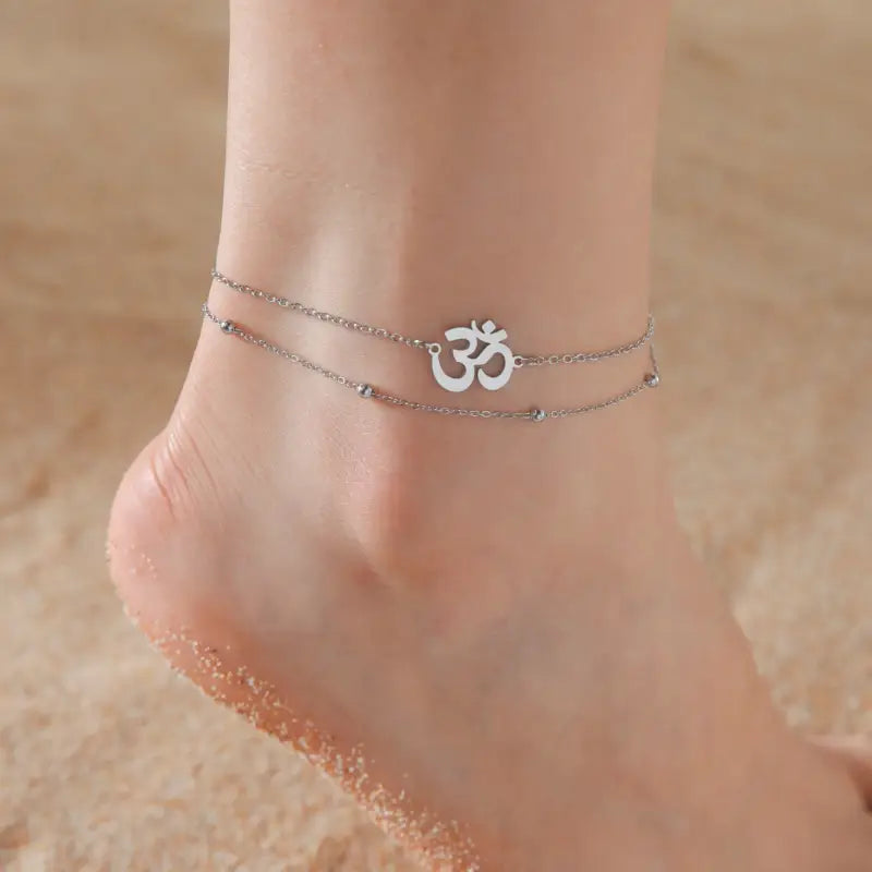 Om Anklet Buddhist Symbol Zinc Alloy Adjustable 8-10 inch | Buddhive