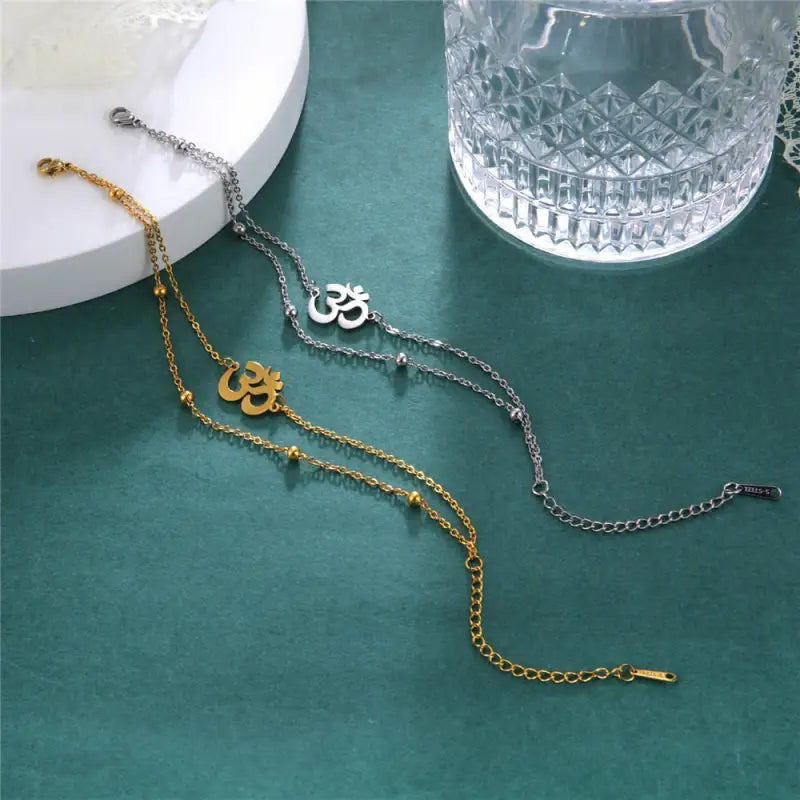 Om Anklet Buddhist Symbol Zinc Alloy Adjustable 8-10 inch | Buddhive