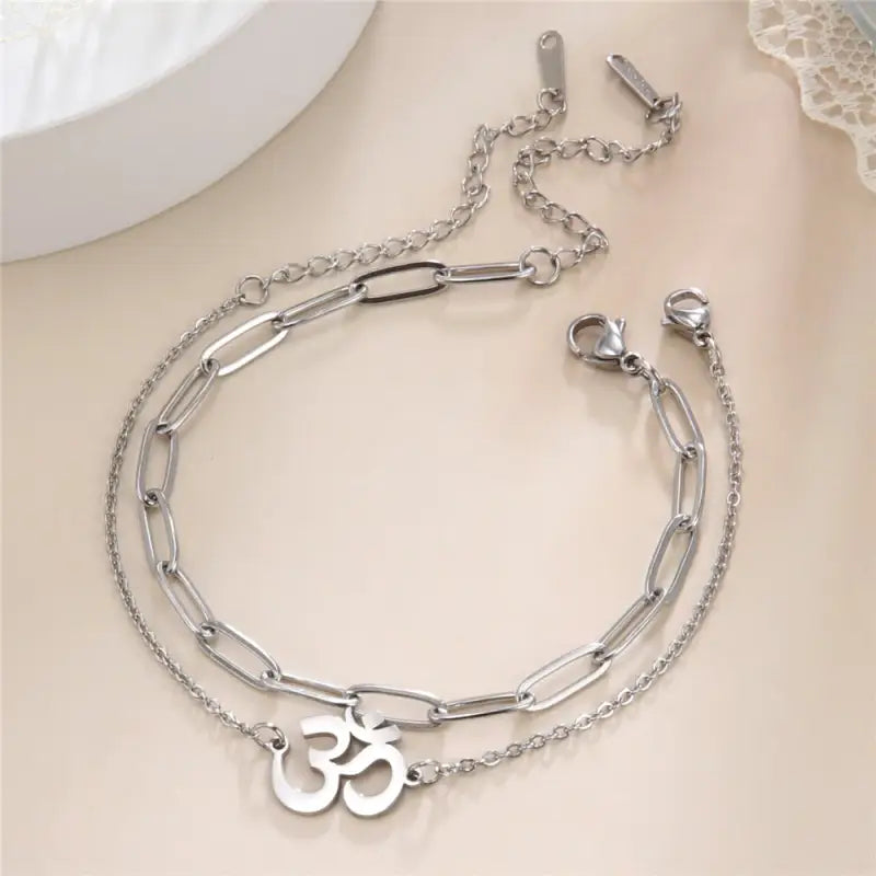 Om Anklet Buddhist Symbol Zinc Alloy Adjustable 8-10 inch | Buddhive