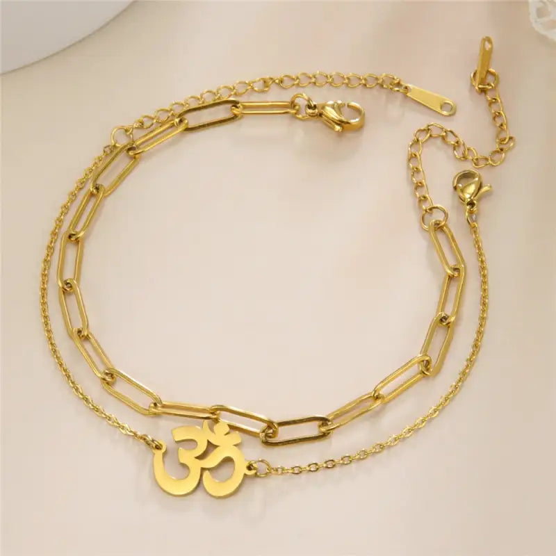 Om Anklet Buddhist Symbol Zinc Alloy Adjustable 8-10 inch | Buddhive