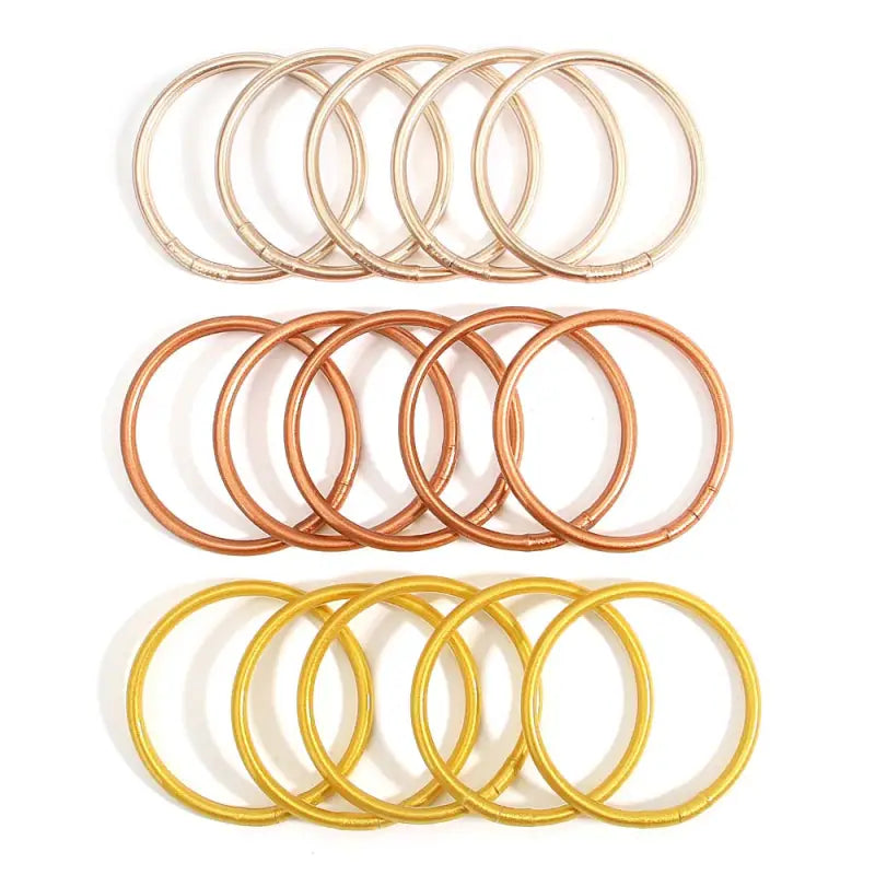 Buddhist Bangle Bracelets 7 Pack Set - Silicone Multi-Layer Stackable Wristbands | Buddhive
