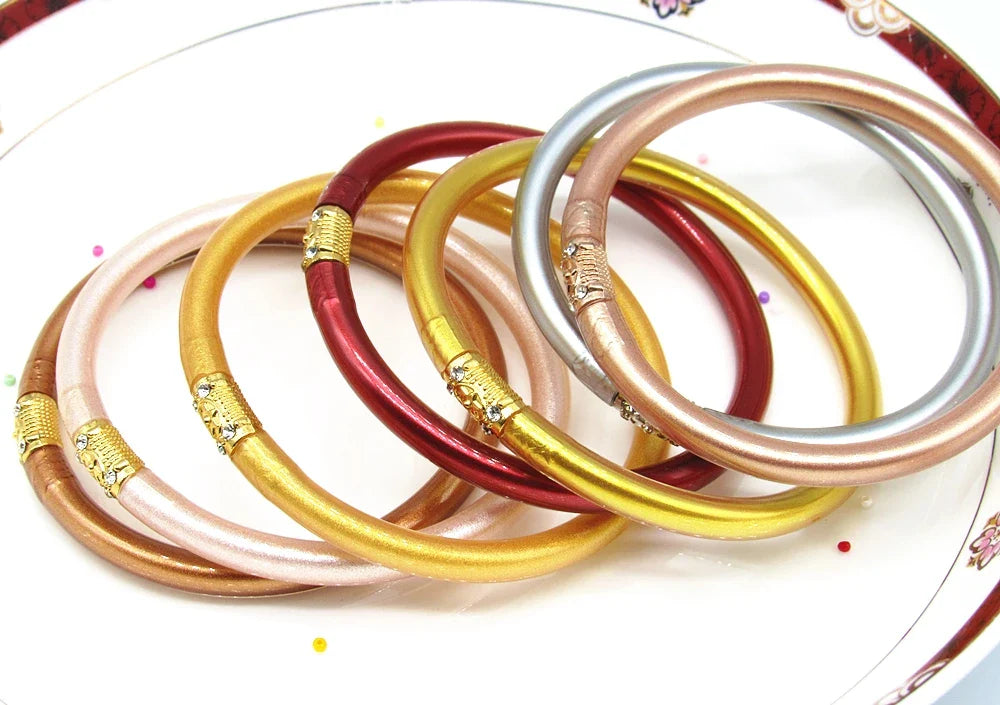 Buddhist Bangle Bracelets 7 Pack Set - Silicone Multi-Layer Stackable Wristbands | Buddhive