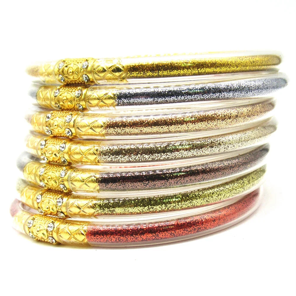 Buddhist Bangle Bracelets 7 Pack Set - Silicone Multi-Layer Stackable Wristbands | Buddhive