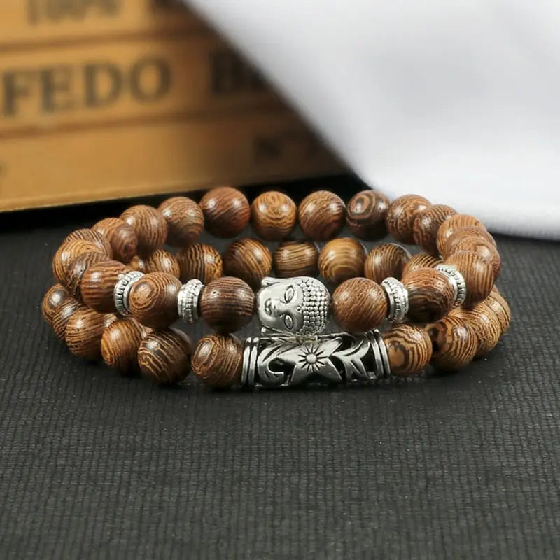 Buddha Head Bracelet Natural Stone Beads - Unisex Buddhist Prayer Jewelry 8mm | Buddhive
