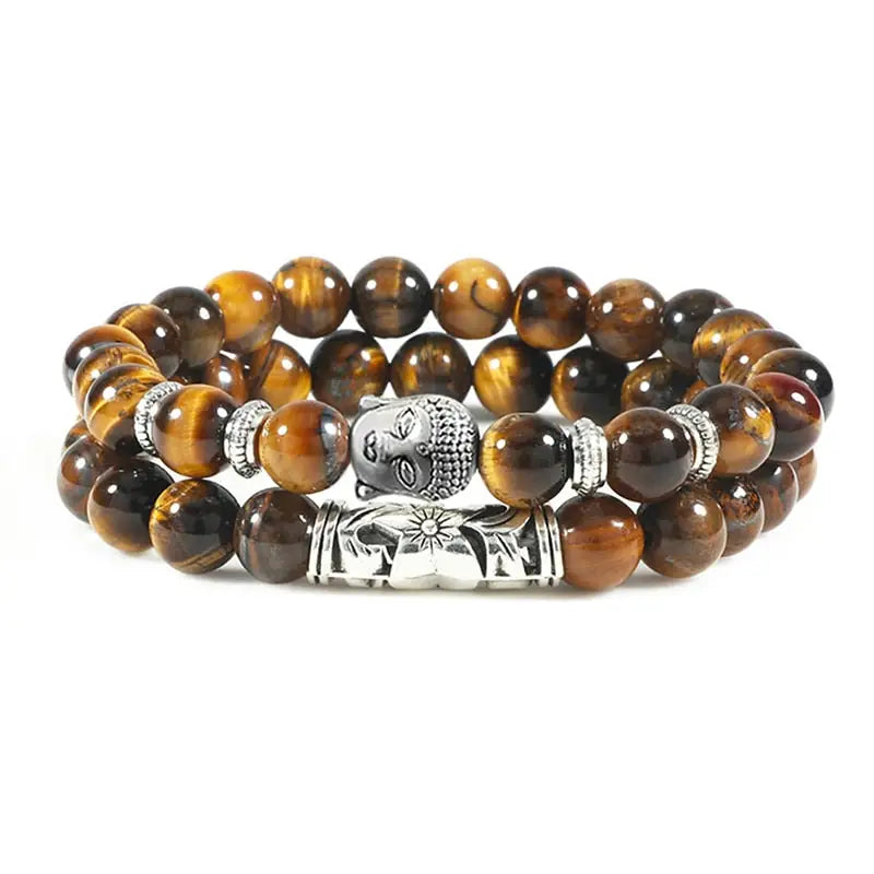 Buddha Head Bracelet Natural Stone Beads - Unisex Buddhist Prayer Jewelry 8mm | Buddhive