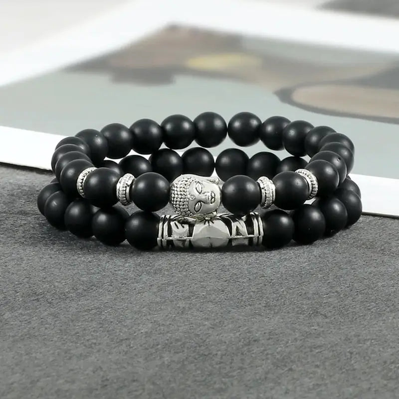 Buddha Head Bracelet Natural Stone Beads - Unisex Buddhist Prayer Jewelry 8mm | Buddhive