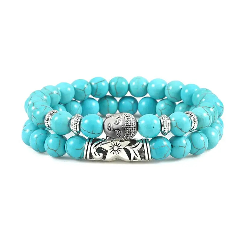Buddha Head Bracelet Natural Stone Beads - Unisex Buddhist Prayer Jewelry 8mm | Buddhive