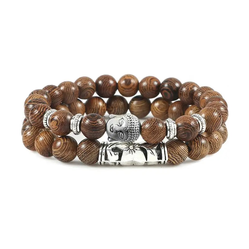 Buddha Head Bracelet Natural Stone Beads - Unisex Buddhist Prayer Jewelry 8mm | Buddhive
