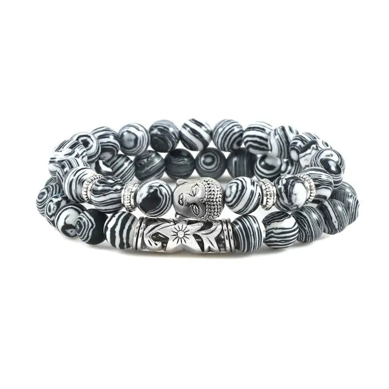 Buddha Head Bracelet Natural Stone Beads - Unisex Buddhist Prayer Jewelry 8mm | Buddhive