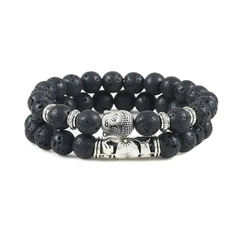 Buddha Head Bracelet Natural Stone Beads - Unisex Buddhist Prayer Jewelry 8mm | Buddhive