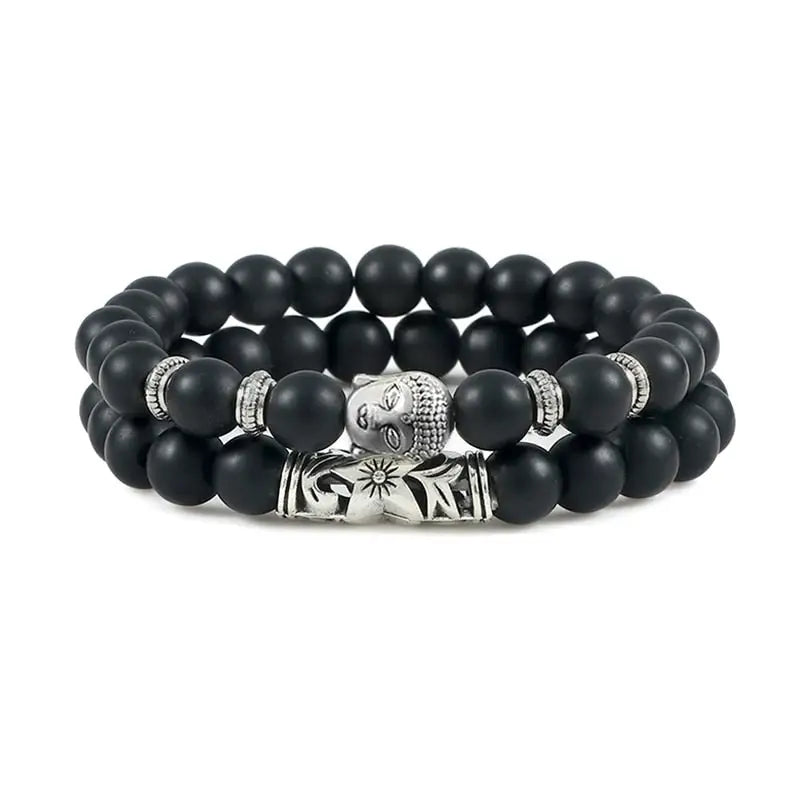 Buddha Head Bracelet Natural Stone Beads - Unisex Buddhist Prayer Jewelry 8mm | Buddhive