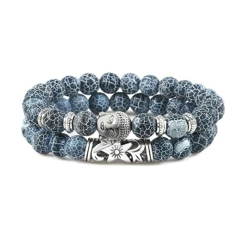 Buddha Head Bracelet Natural Stone Beads - Unisex Buddhist Prayer Jewelry 8mm | Buddhive