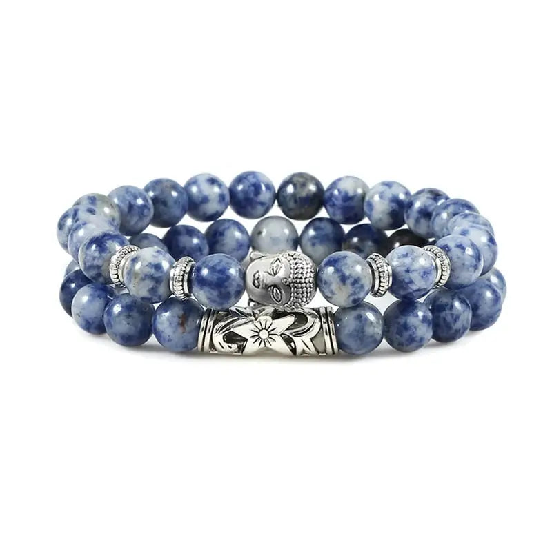 Buddha Head Bracelet Natural Stone Beads - Unisex Buddhist Prayer Jewelry 8mm | Buddhive