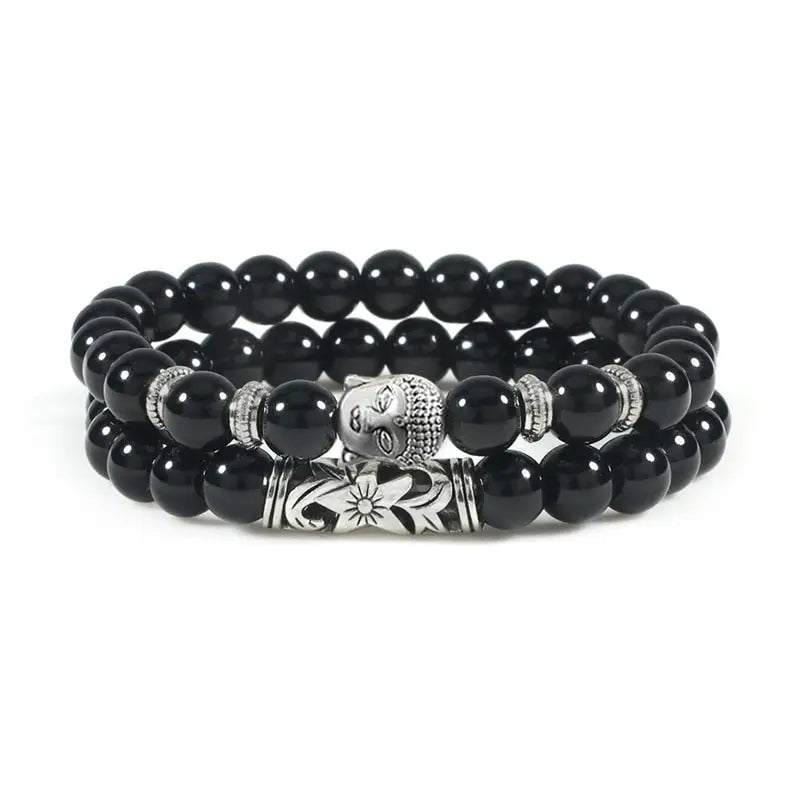Buddha Head Bracelet Natural Stone Beads - Unisex Buddhist Prayer Jewelry 8mm | Buddhive