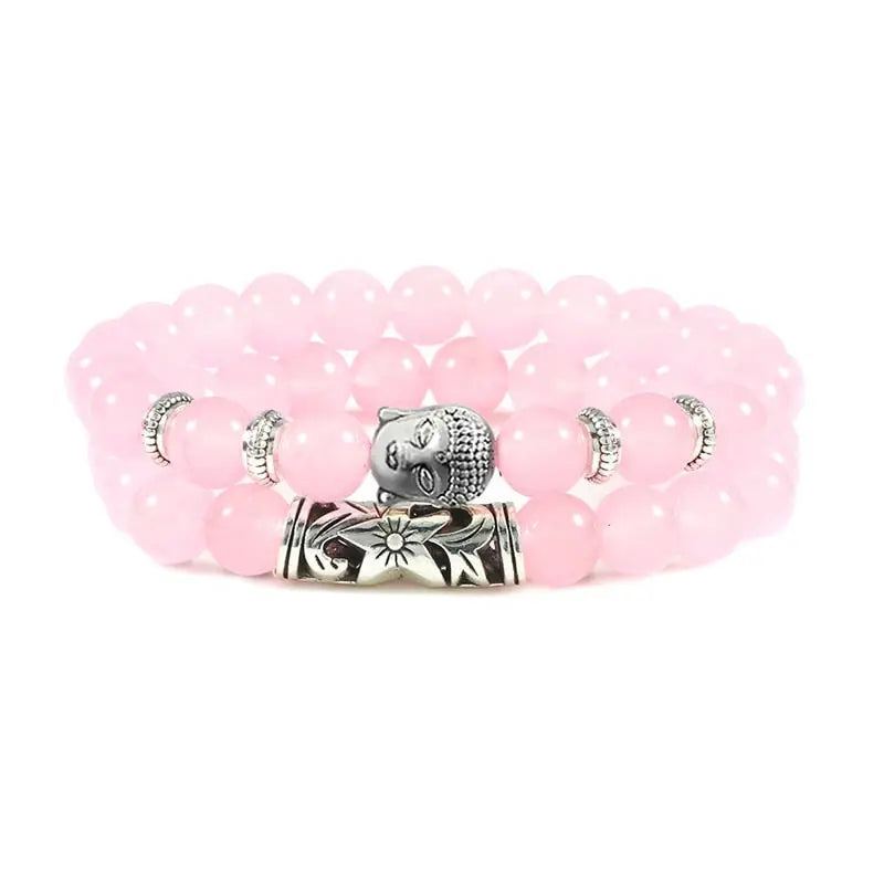 Buddha Head Bracelet Natural Stone Beads - Unisex Buddhist Prayer Jewelry 8mm | Buddhive