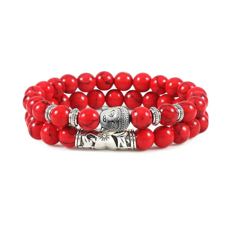 Buddha Head Bracelet Natural Stone Beads - Unisex Buddhist Prayer Jewelry 8mm | Buddhive